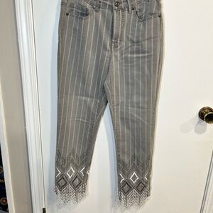 DC Women's Gray Striped Cropped Jeans